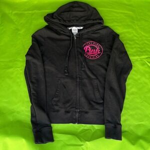 Pink Victoria's Secret Zip Up Hoodie Love Pink Logo Black Size S